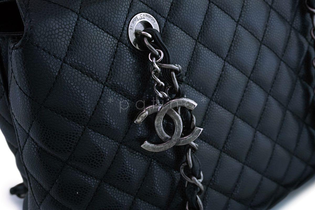 Chanel Black Caviar Classic Quilted Business Tote Bag RHW - Image 8
