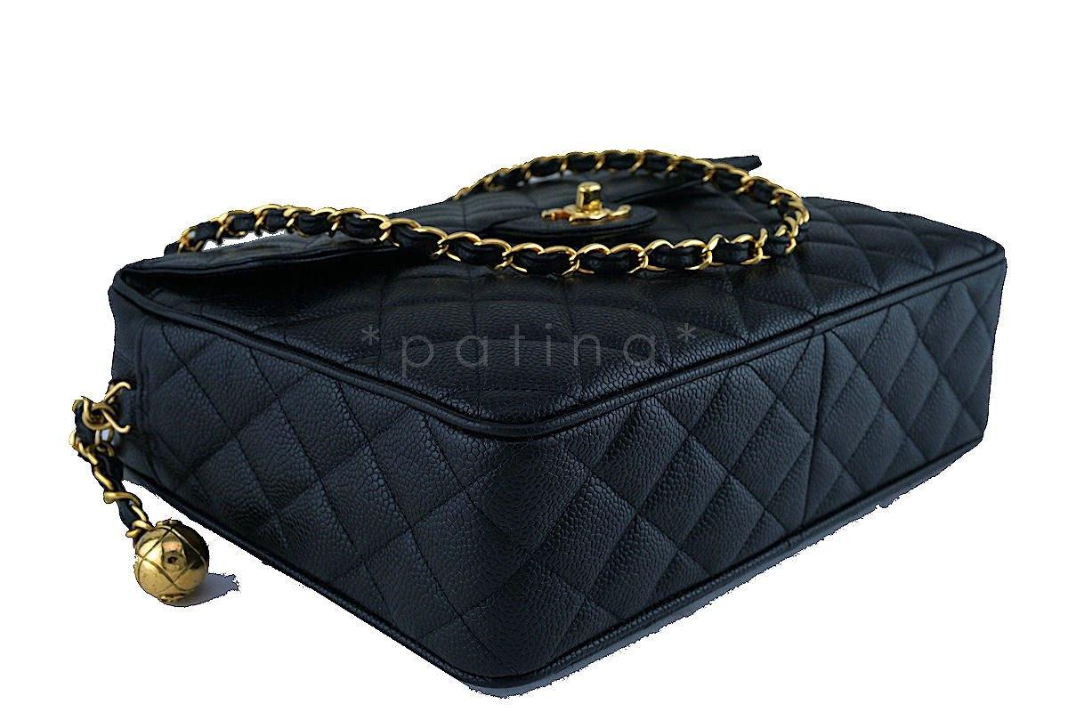 Chanel Black Caviar Classic Quilted Flap Camera Purse Bag - Image 7