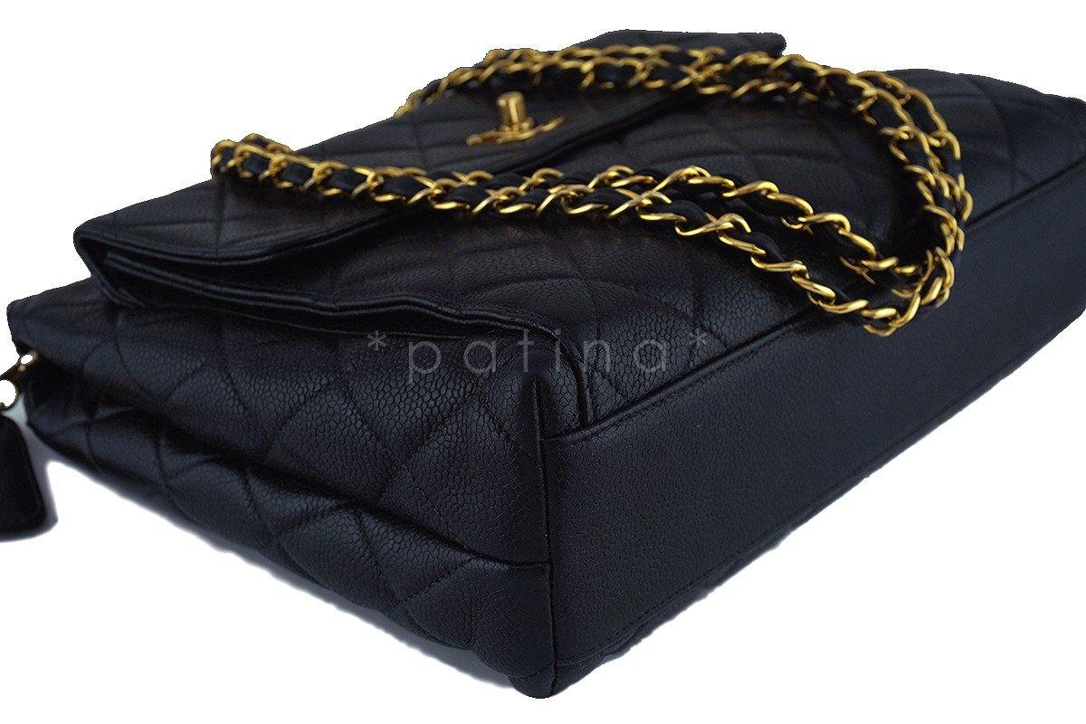 Chanel Black Caviar Classic Quilted Flap Shopper Tote Bag HFC - Image 6