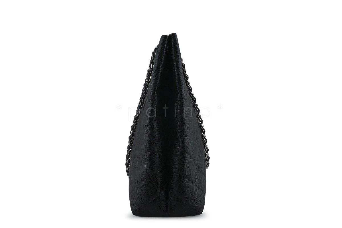 Chanel Black Caviar Classic Quilted Shopper Tote Bag SHW - Image 3