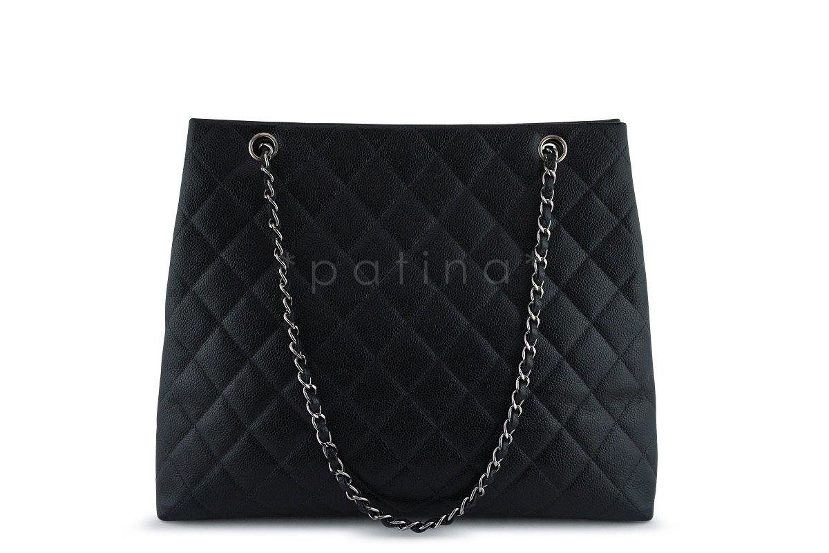 Chanel Black Caviar Classic Quilted Shopper Tote Bag SHW - Image 4