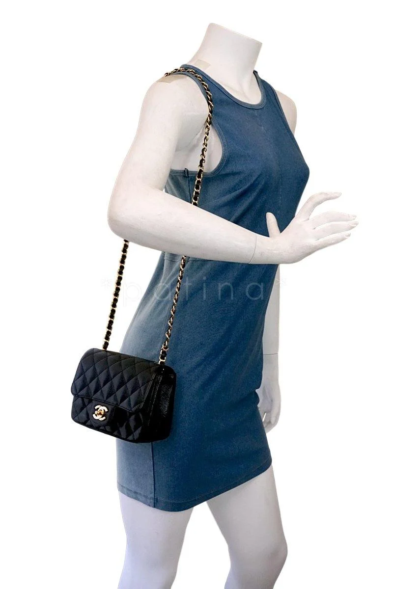 Chanel Black Caviar Classic Quilted Square Mini Flap Bag GHW - Image 14