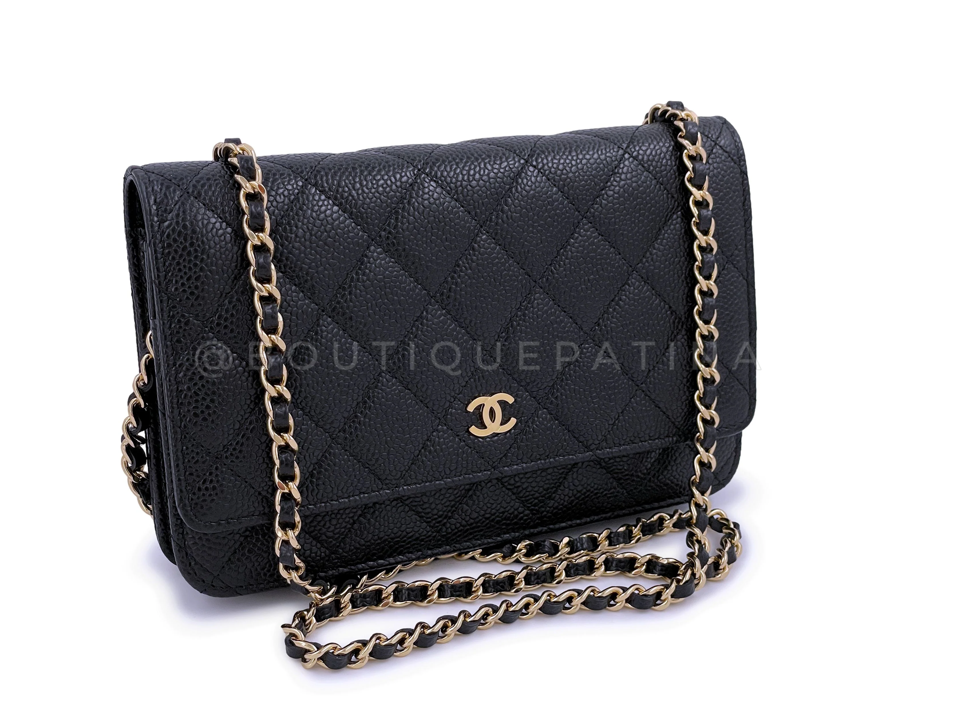 Chanel Black Caviar Classic Wallet on Chain WOC Bag GHW 5J1 - Image 2
