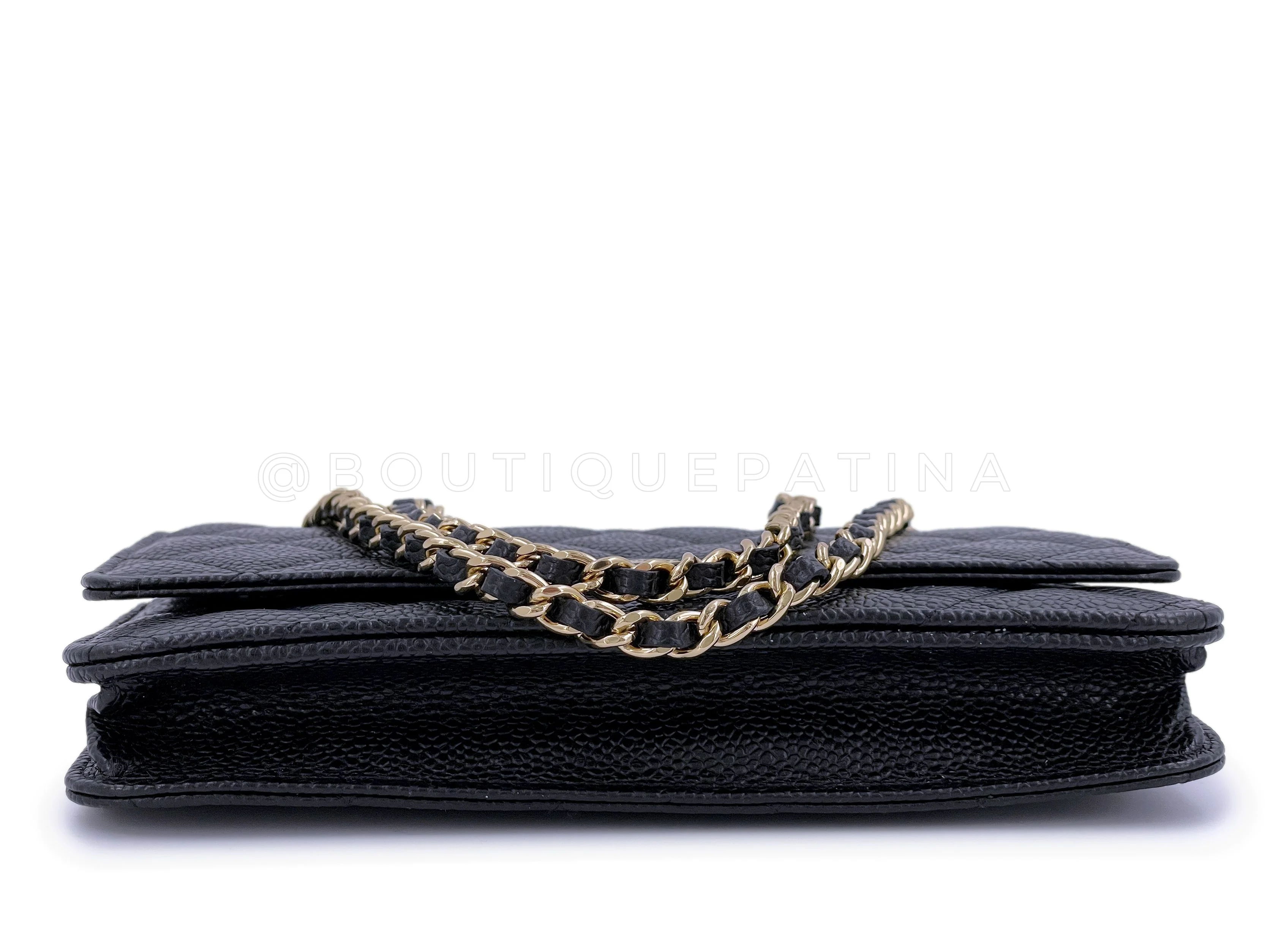 Chanel Black Caviar Classic Wallet on Chain WOC Bag GHW 5J1 - Image 6