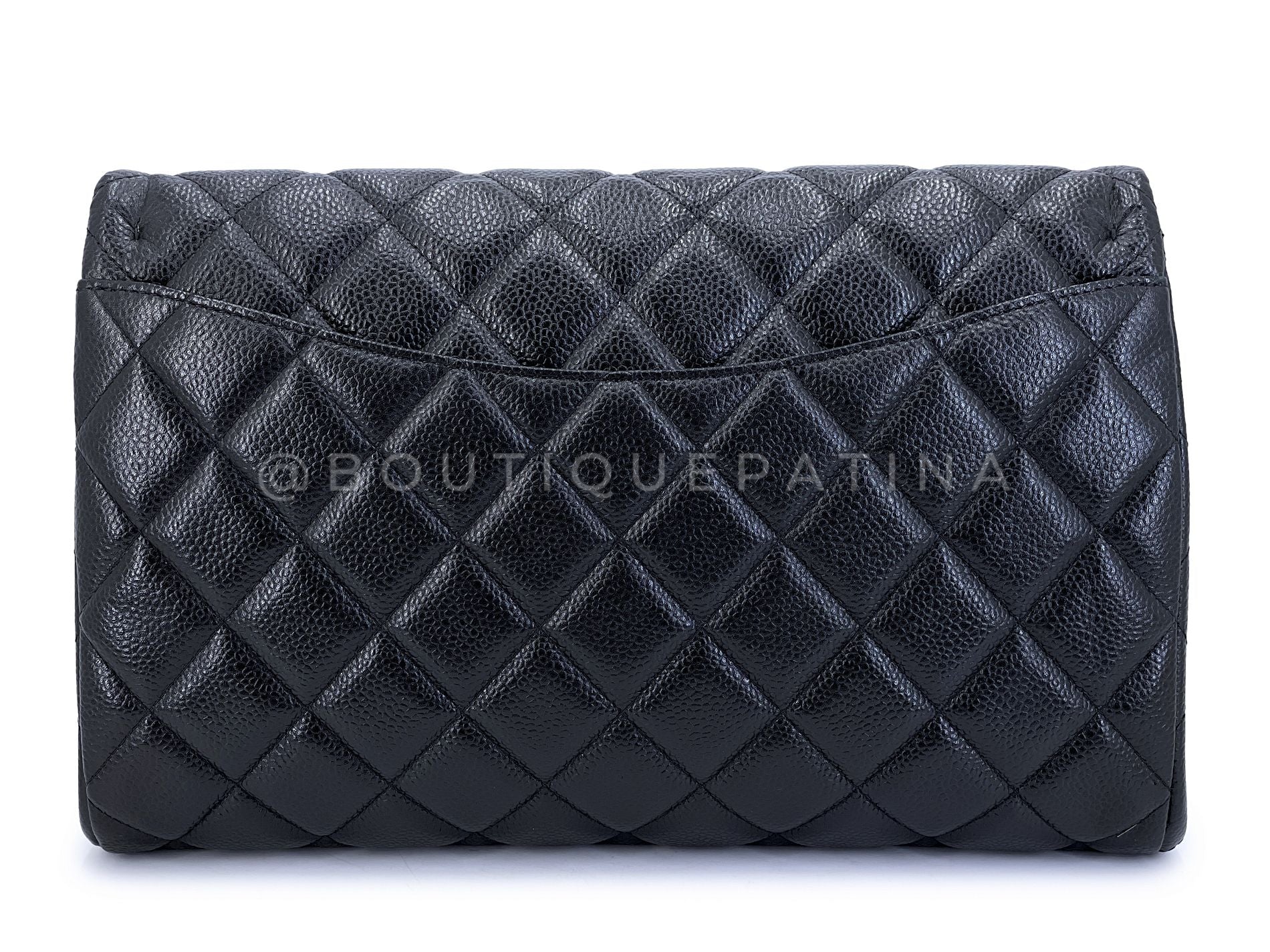 Chanel Black Caviar Clutch with Chain Timeless Flap Bag SHW 2012 OB7 - Image 5