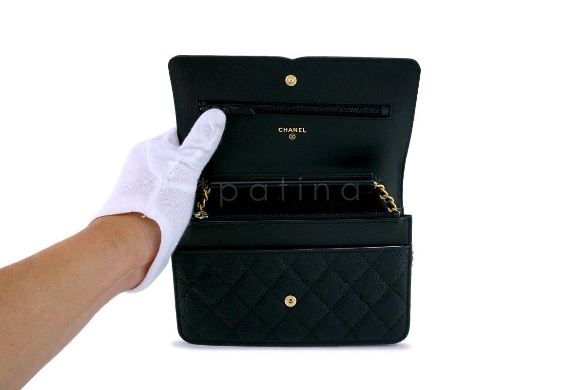 Chanel Black Caviar Filigree WOC Wallet on Chain Flap Bag - Image 9