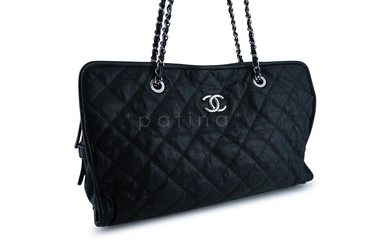 Chanel Black Caviar French Riviera Classic Shopper Tote GST Bag - Image 3