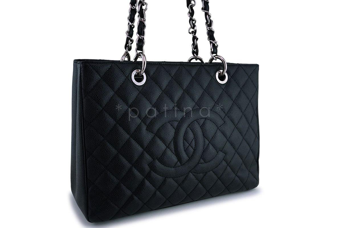 Chanel Black Caviar Grand Shopper Tote GST Bag SHW - Image 3
