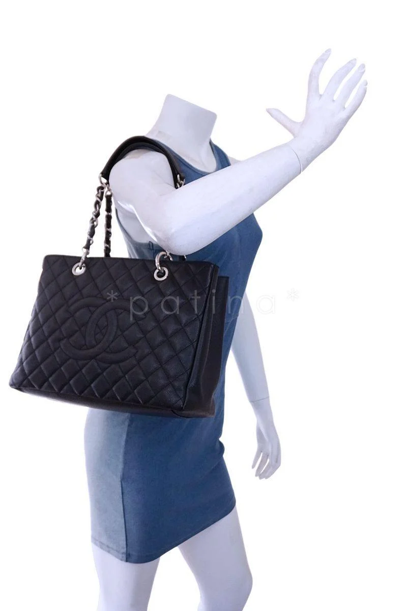 Chanel Black Caviar Grand Shopper Tote GST Bag SHW - Image 12