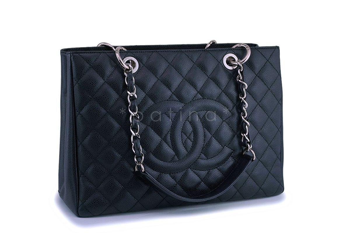 Chanel Black Caviar Grand Shopper Tote GST Bag SHW - Image 2