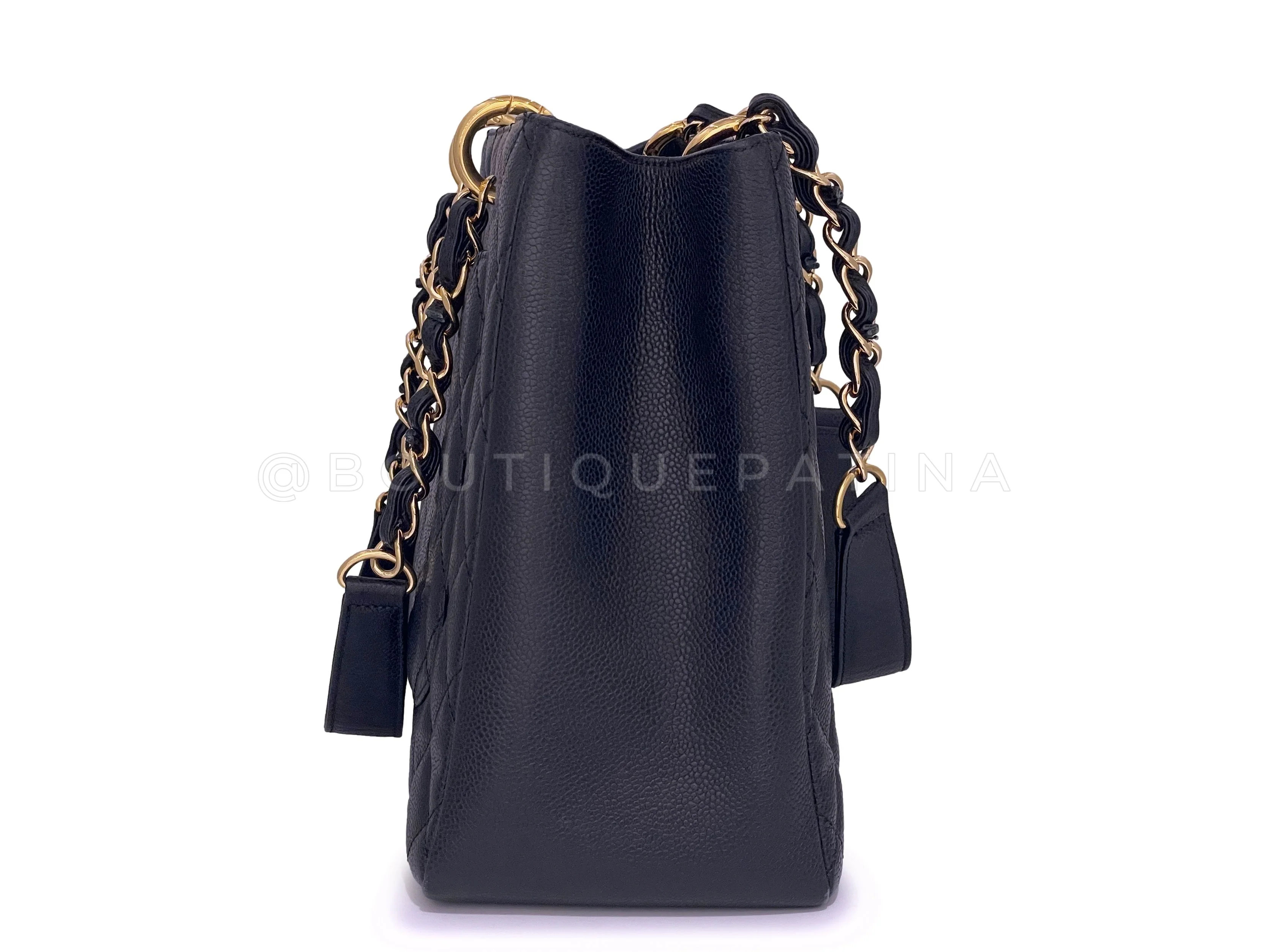 Chanel Black Caviar GST Grand Shopper Tote Bag GHW - Image 3
