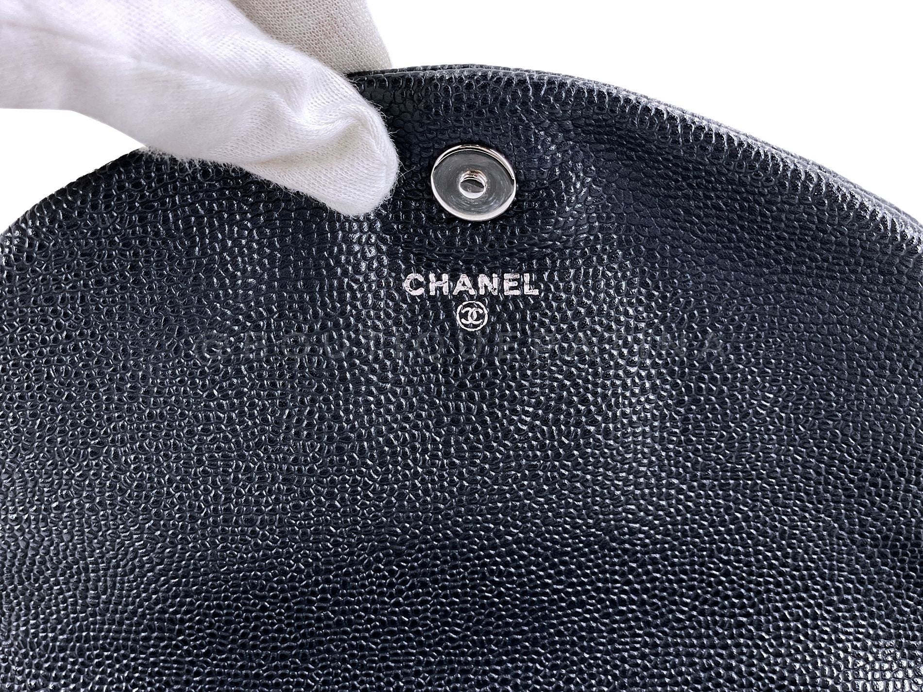Chanel Black Caviar Half Moon Wallet on Chain WOC Bag SHW F2A - Image 11