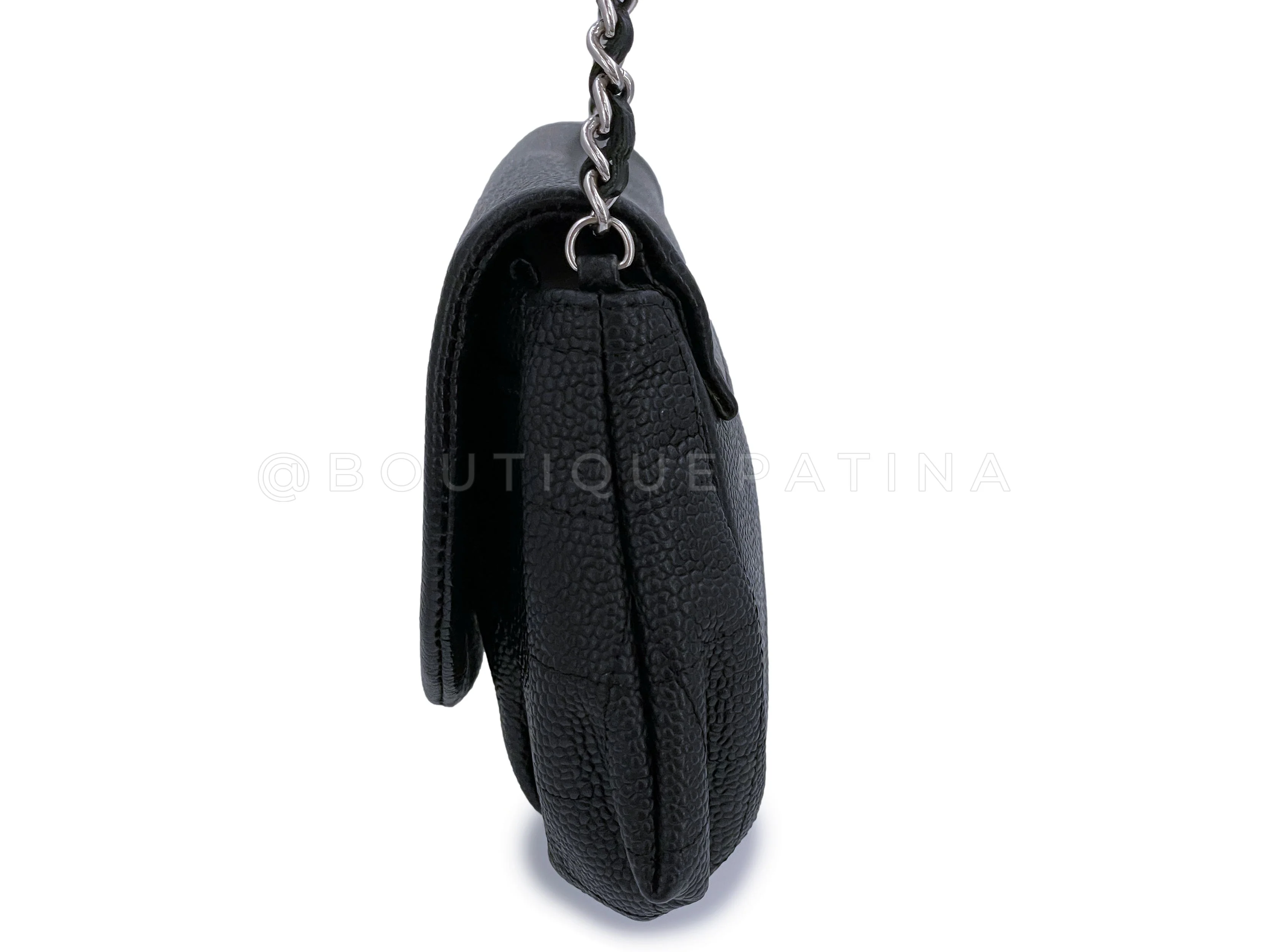 Chanel Black Caviar Half Moon Wallet on Chain WOC Flap Bag SHW - Image 4