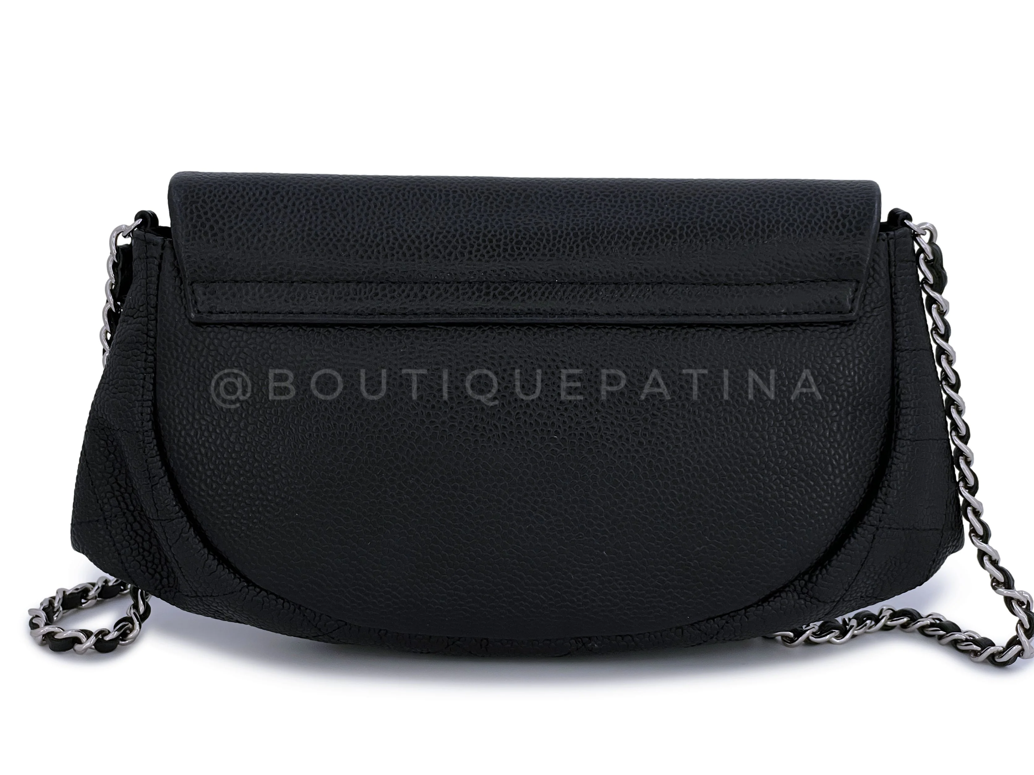 Chanel Black Caviar Half Moon Wallet on Chain WOC Flap Bag SHW - Image 5