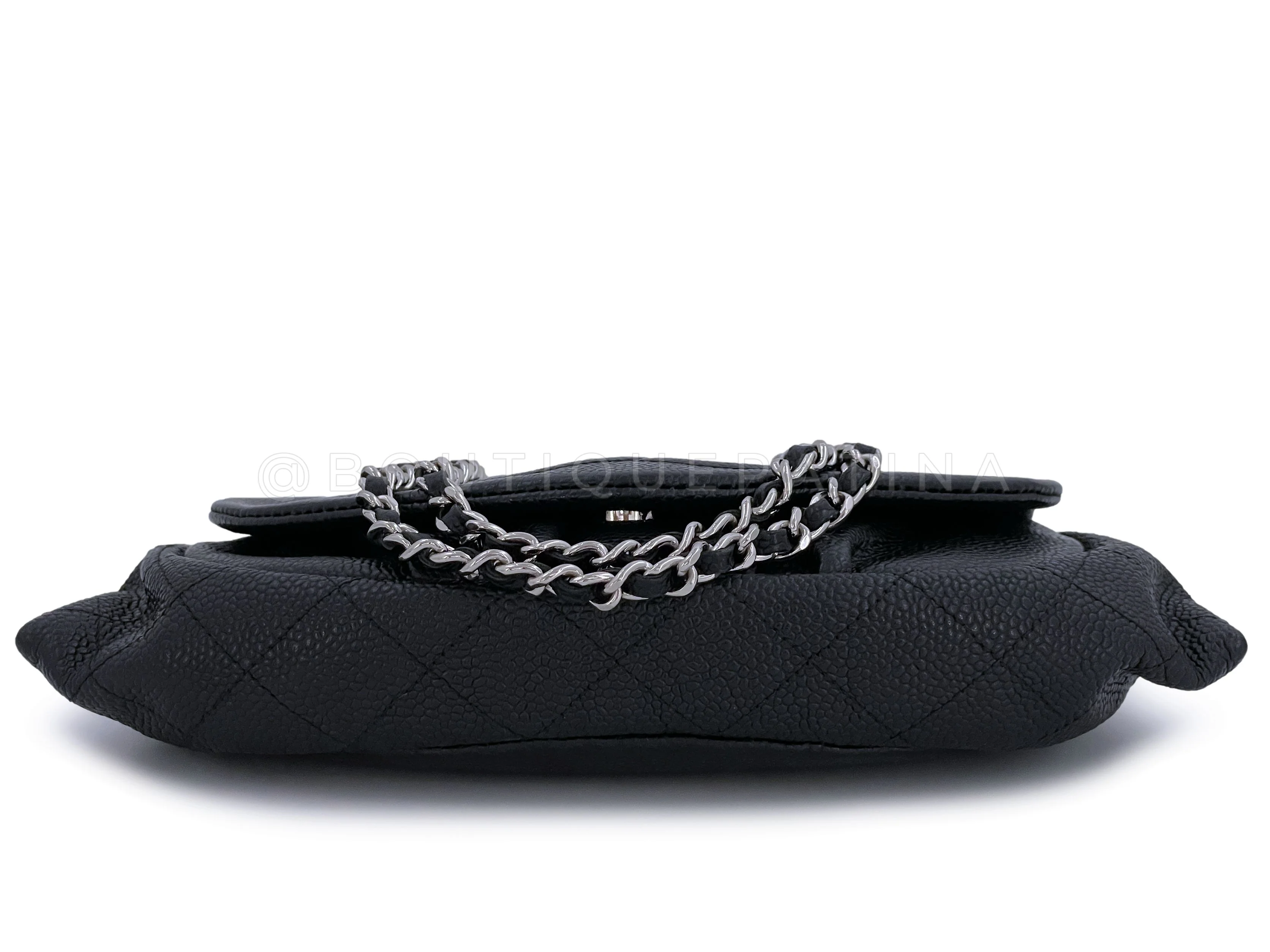 Chanel Black Caviar Half Moon Wallet on Chain WOC Flap Bag SHW - Image 6