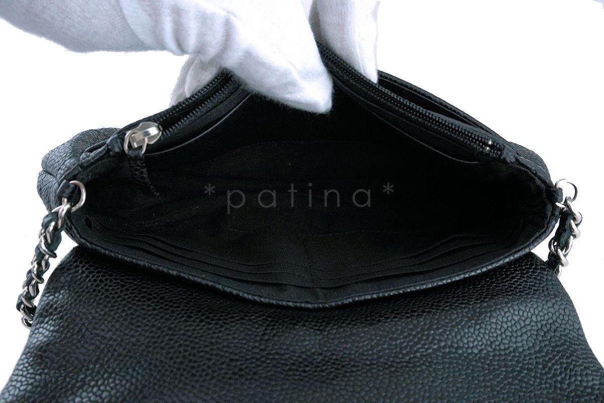 Chanel Black Caviar Half Moon WOC Wallet Chain Purse Bag - Image 7