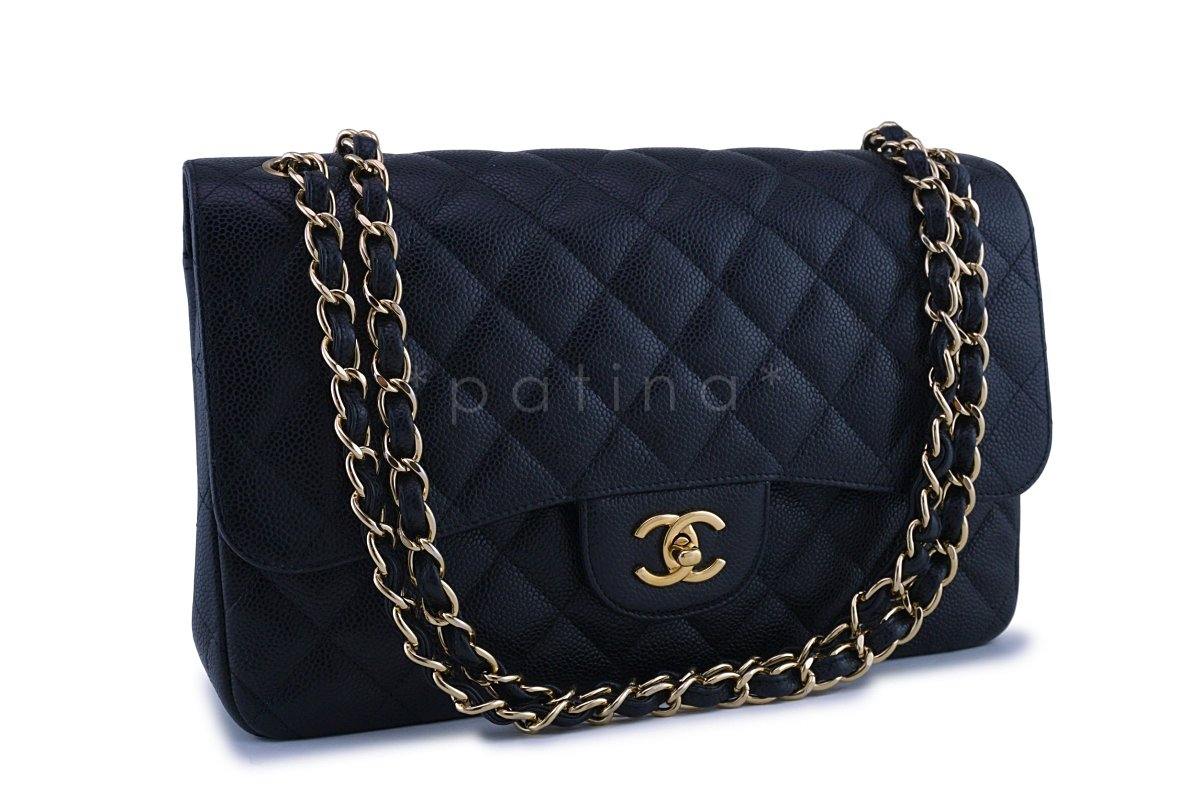 Chanel Black Caviar Jumbo 2.55 Classic Double Flap Bag GHW - Image 2