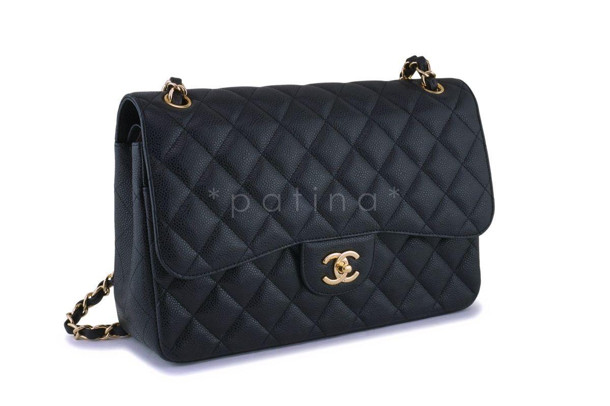 Chanel Black Caviar Jumbo Classic Double Flap Bag GHW - Image 3