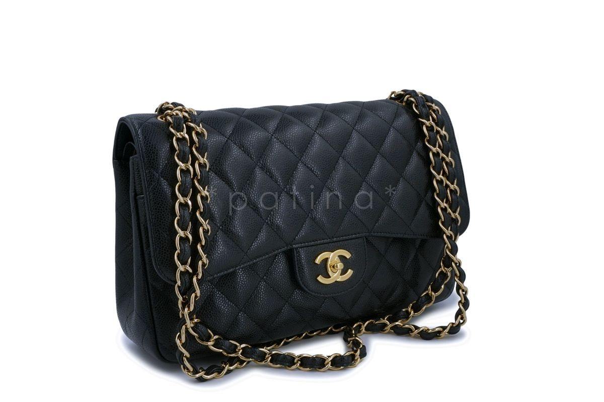 Chanel Black Caviar Jumbo Classic Double Flap Bag GHW - Image 2