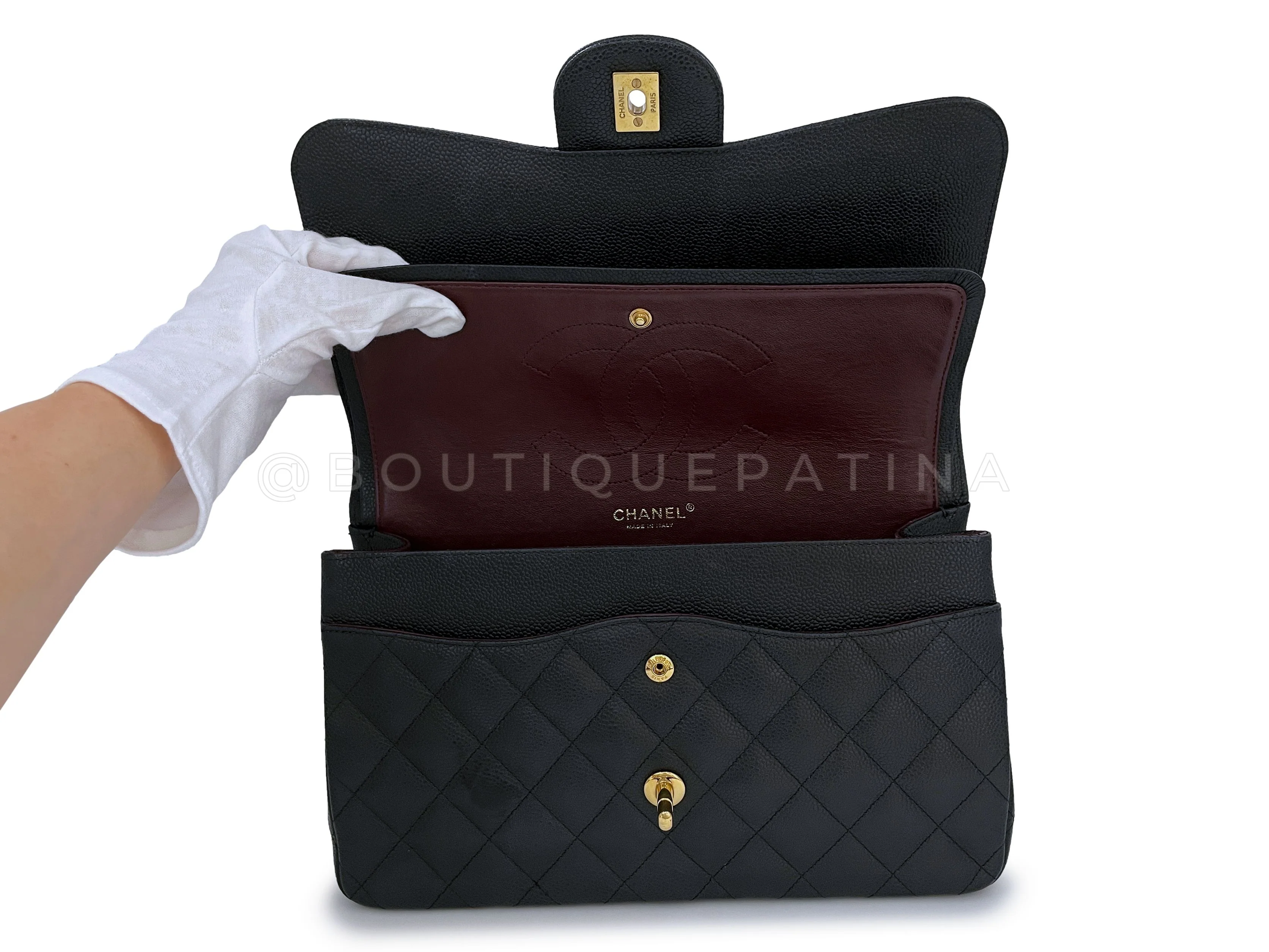Chanel Black Caviar Jumbo Classic Double Flap Bag GHW - Image 9