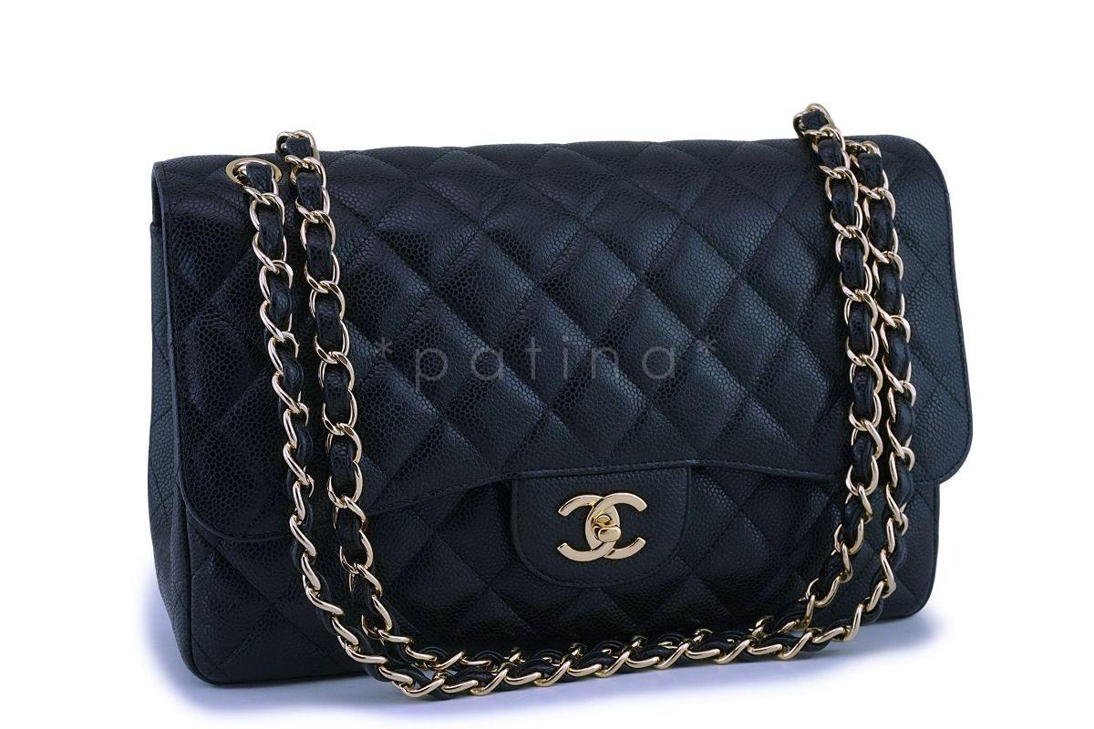 Chanel Black Caviar Jumbo Classic Double Flap Bag GHW - Image 2