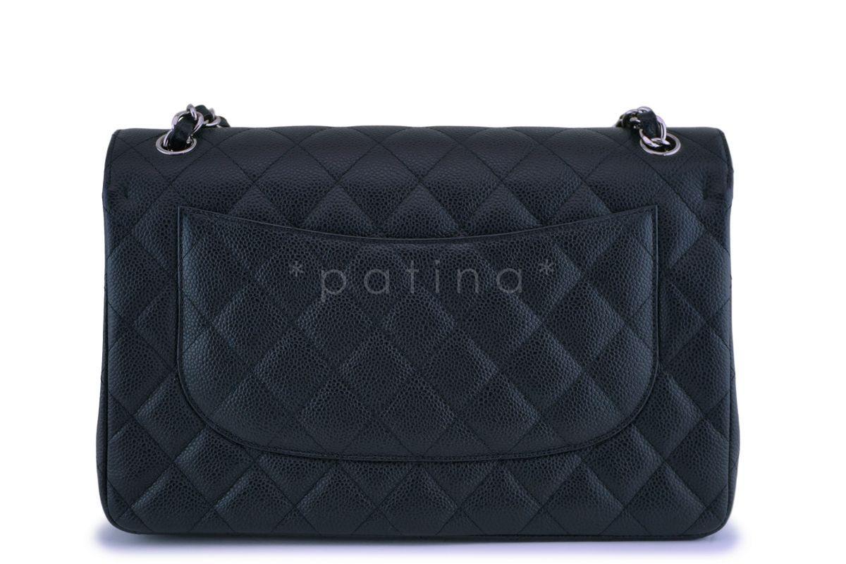 Chanel Black Caviar Jumbo Classic Double Flap Bag SHW - Image 5