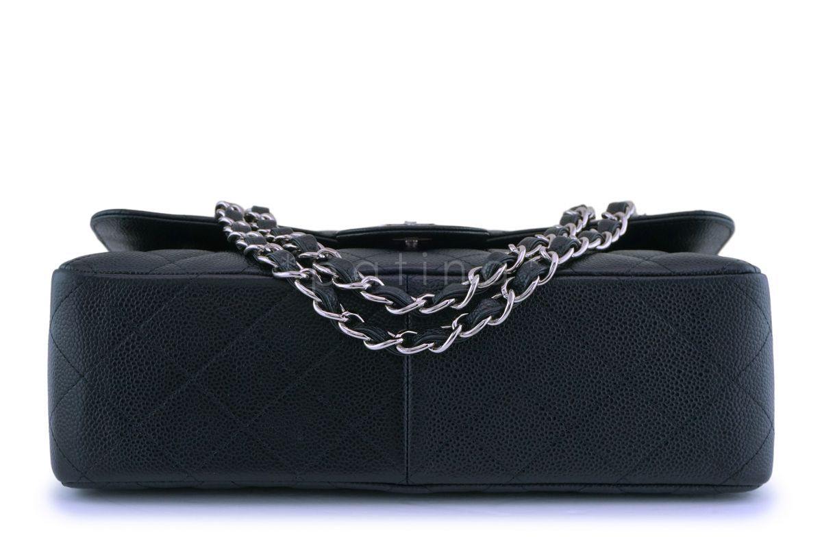 Chanel Black Caviar Jumbo Classic Double Flap Bag SHW - Image 6
