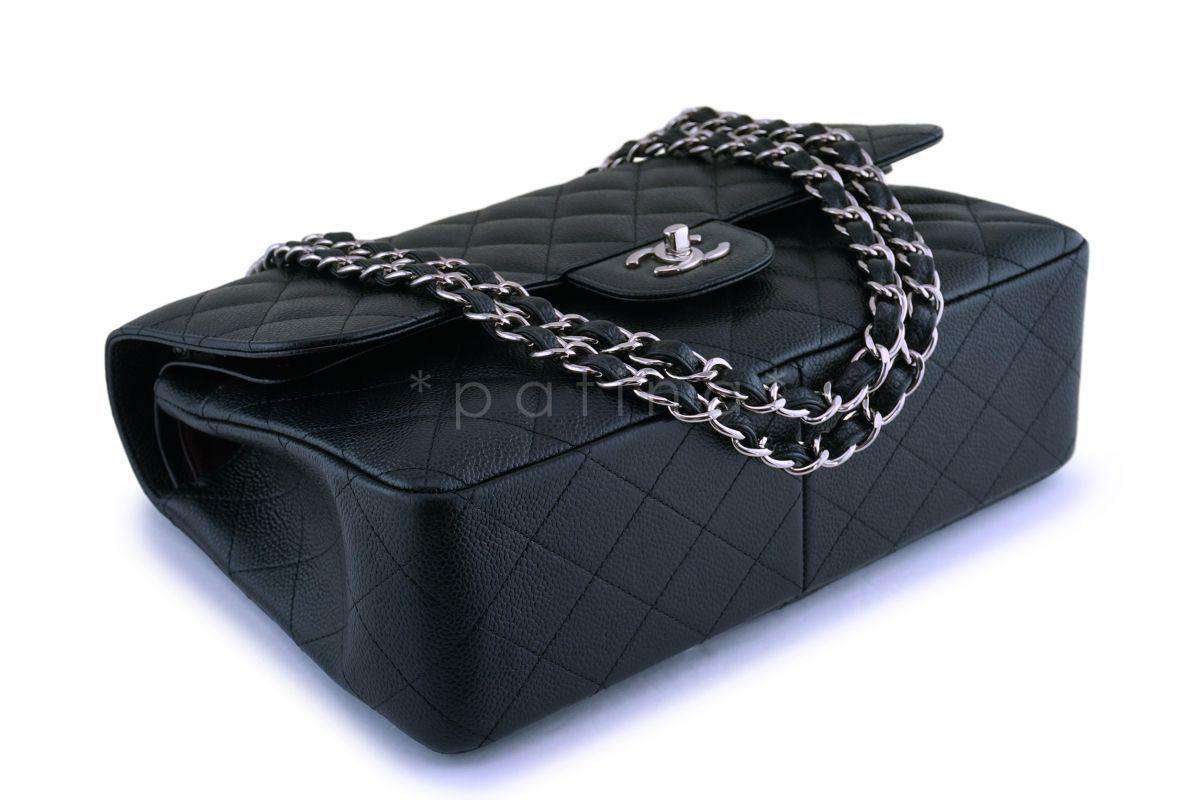 Chanel Black Caviar Jumbo Classic Double Flap Bag SHW - Image 7