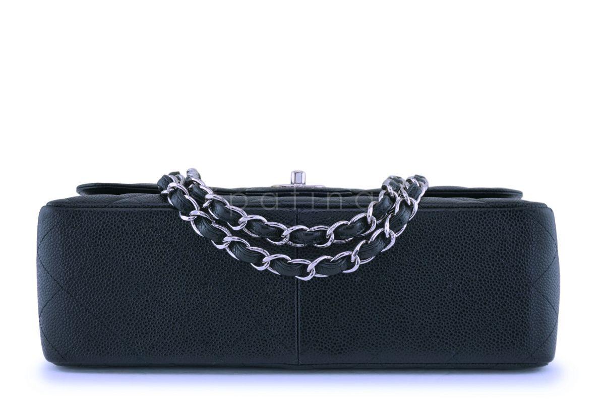 Chanel Black Caviar Jumbo Classic Double Flap Bag SHW - Image 6