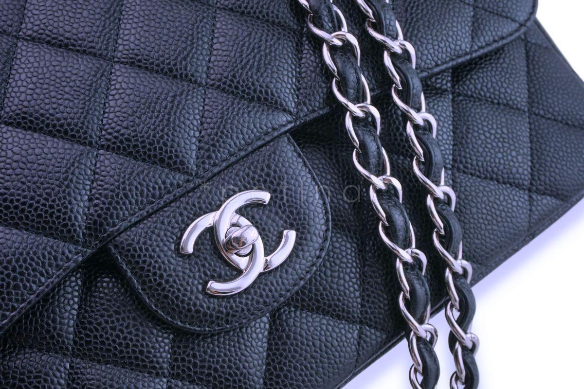 Chanel Black Caviar Jumbo Classic Double Flap Bag SHW - Image 8