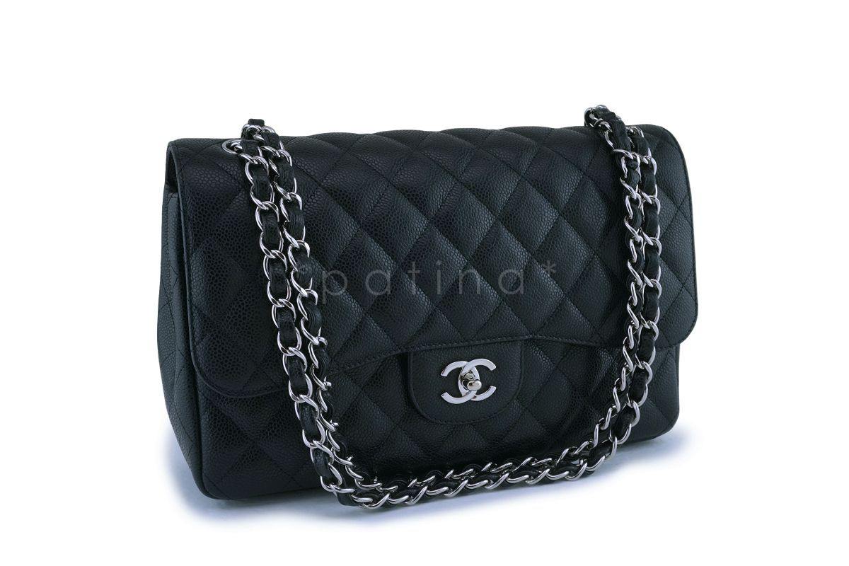 Chanel Black Caviar Jumbo Classic Double Flap Bag SHW - Image 2