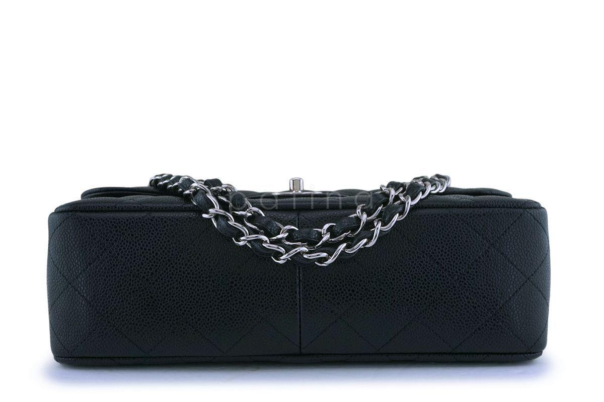 Chanel Black Caviar Jumbo Classic Double Flap Bag SHW - Image 6