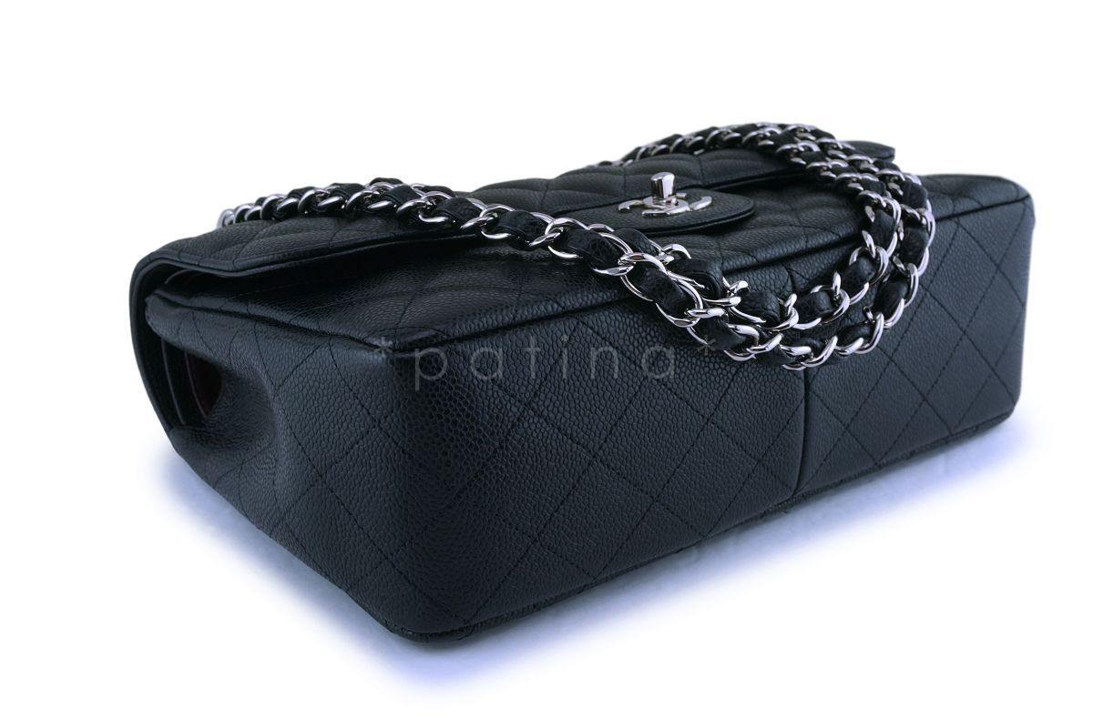 Chanel Black Caviar Jumbo Classic Double Flap Bag SHW - Image 7