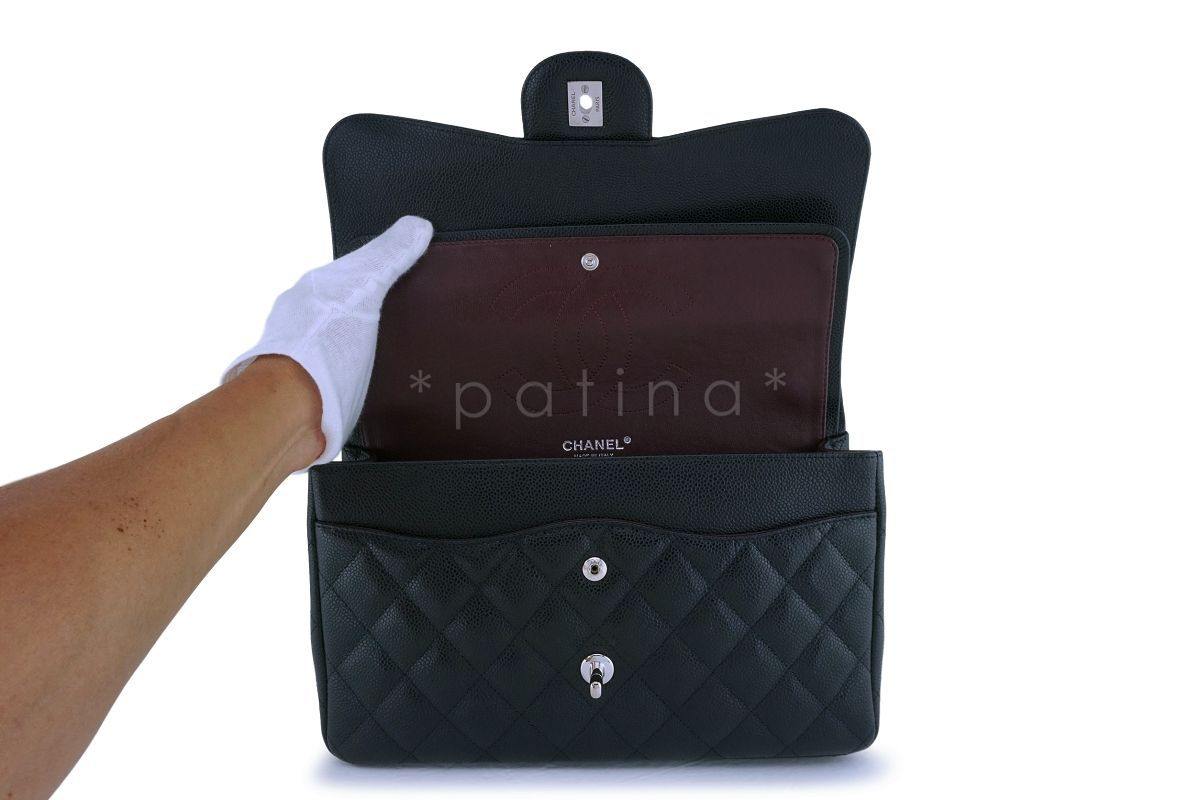 Chanel Black Caviar Jumbo Classic Double Flap Bag SHW - Image 9