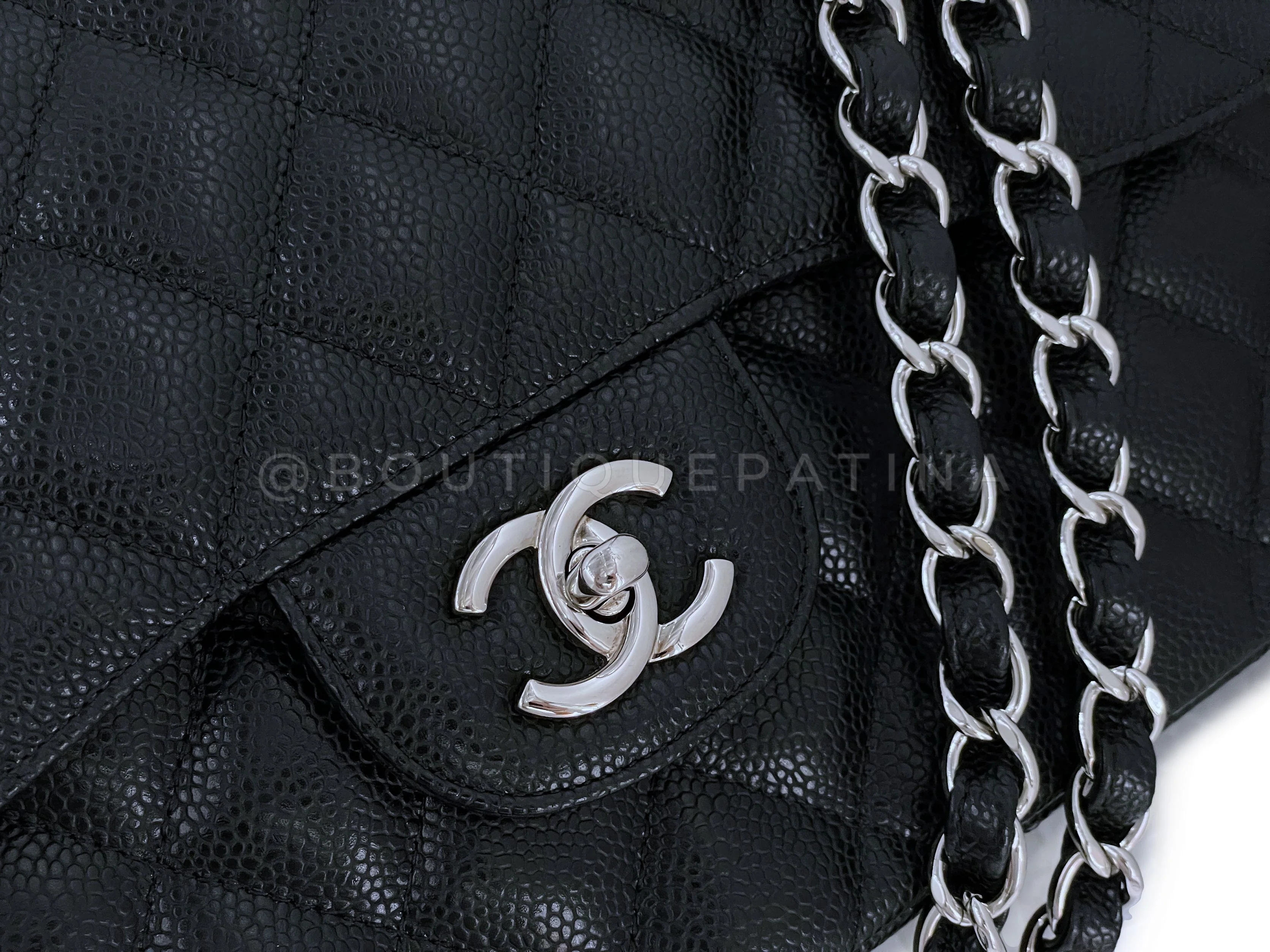 Chanel Black Caviar Jumbo Classic Double Flap Bag SHW - Image 8