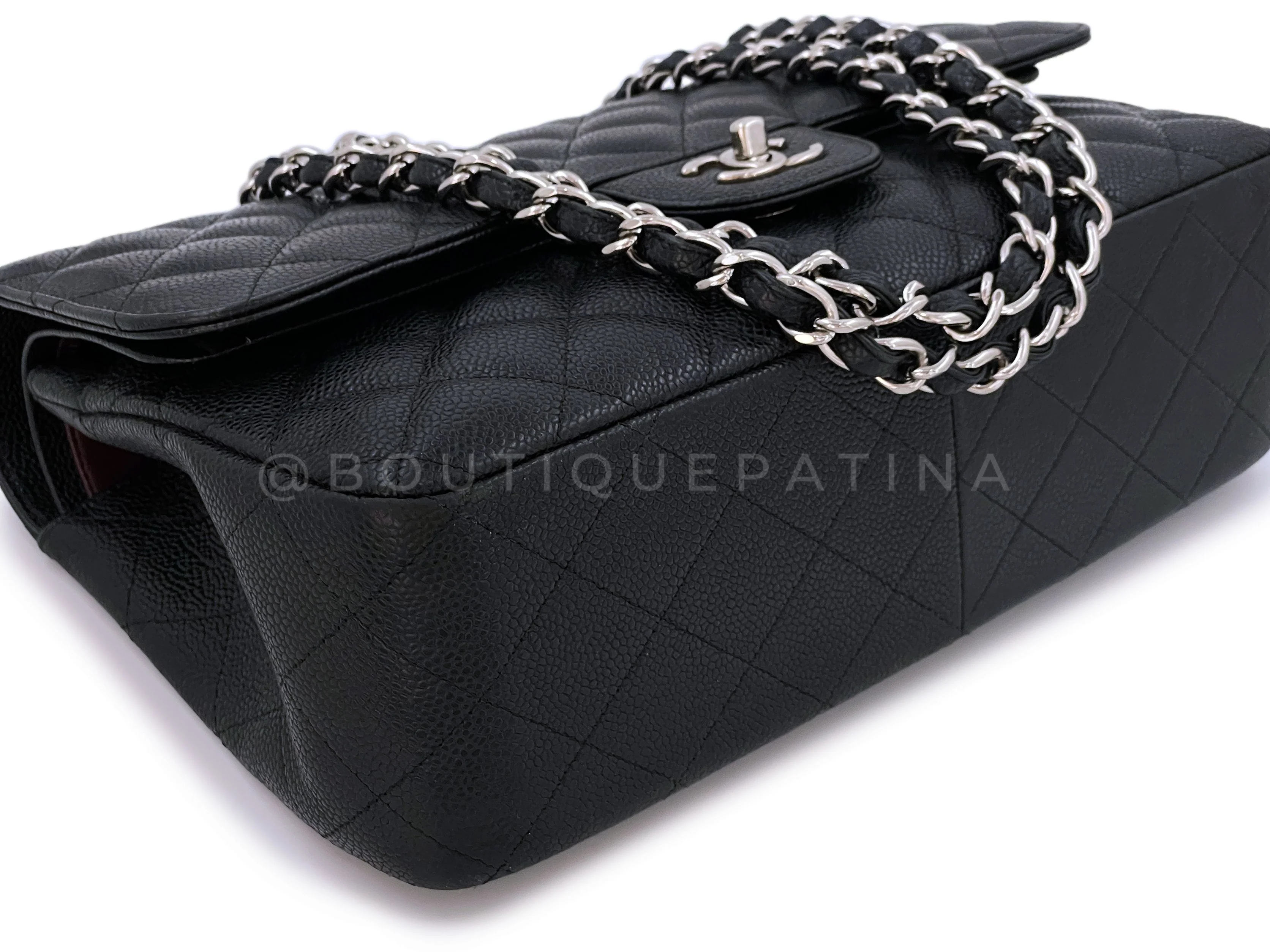Chanel Black Caviar Jumbo Classic Double Flap Bag SHW - Image 7