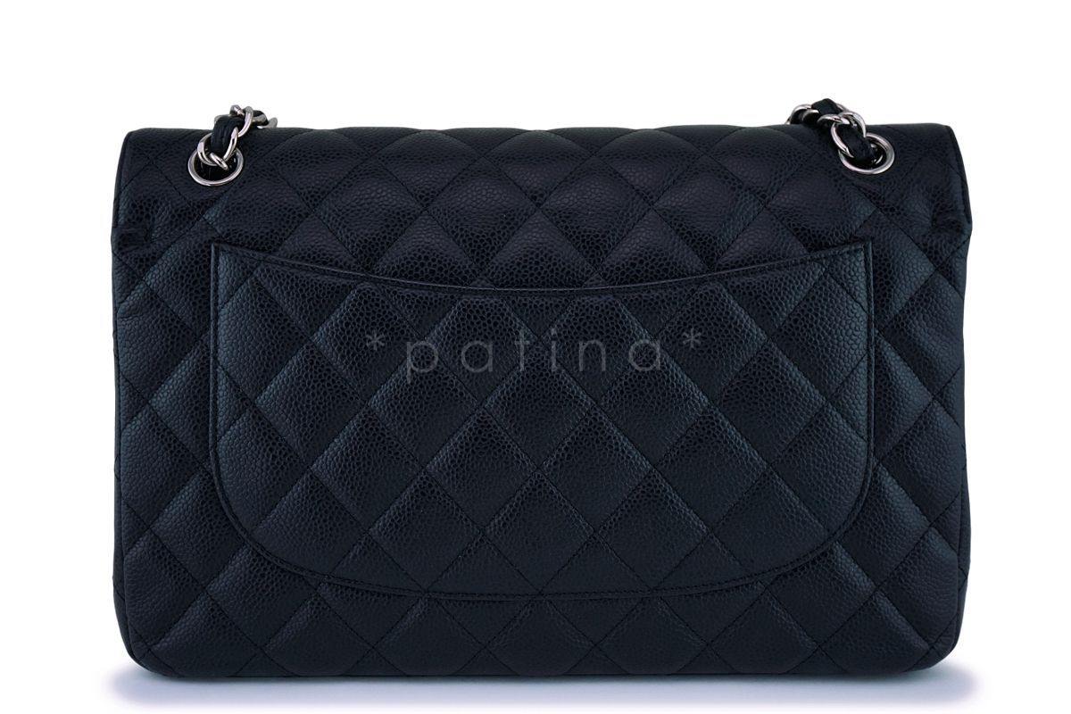 Chanel Black Caviar Jumbo Classic Double Flap Bag SHW - Image 5