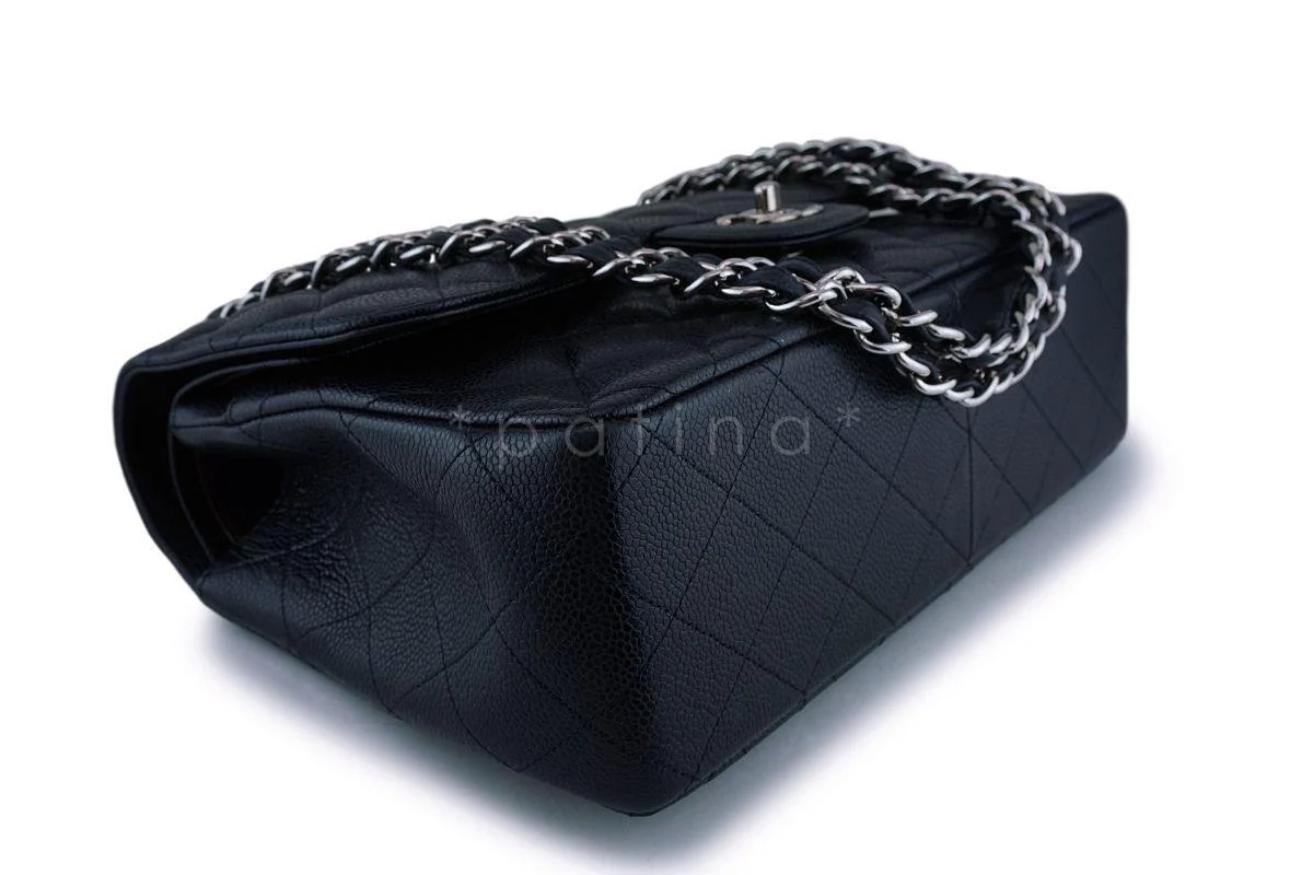 Chanel Black Caviar Jumbo Classic Double Flap Bag SHW - Image 7