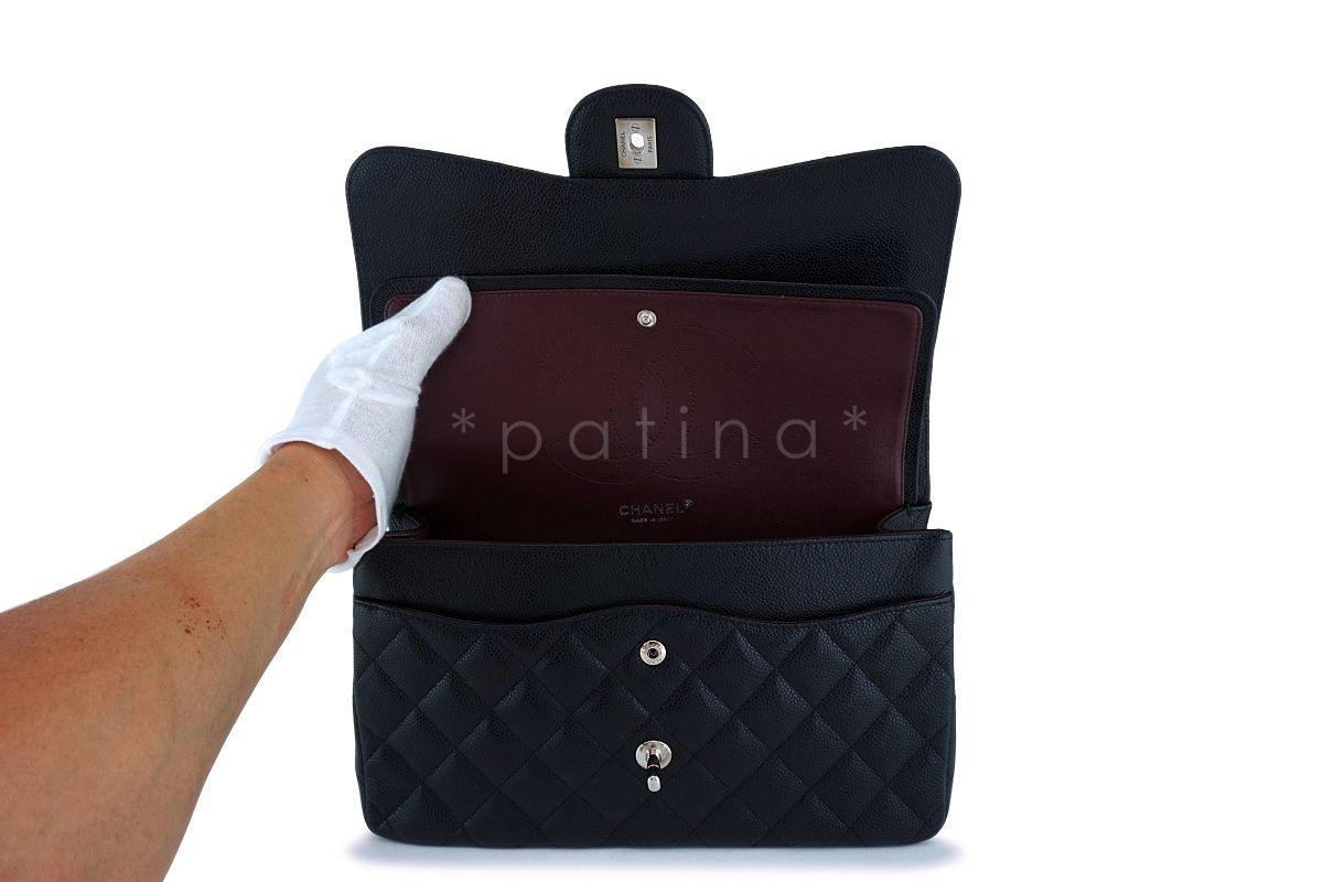 Chanel Black Caviar Jumbo Classic Double Flap Bag SHW - Image 9