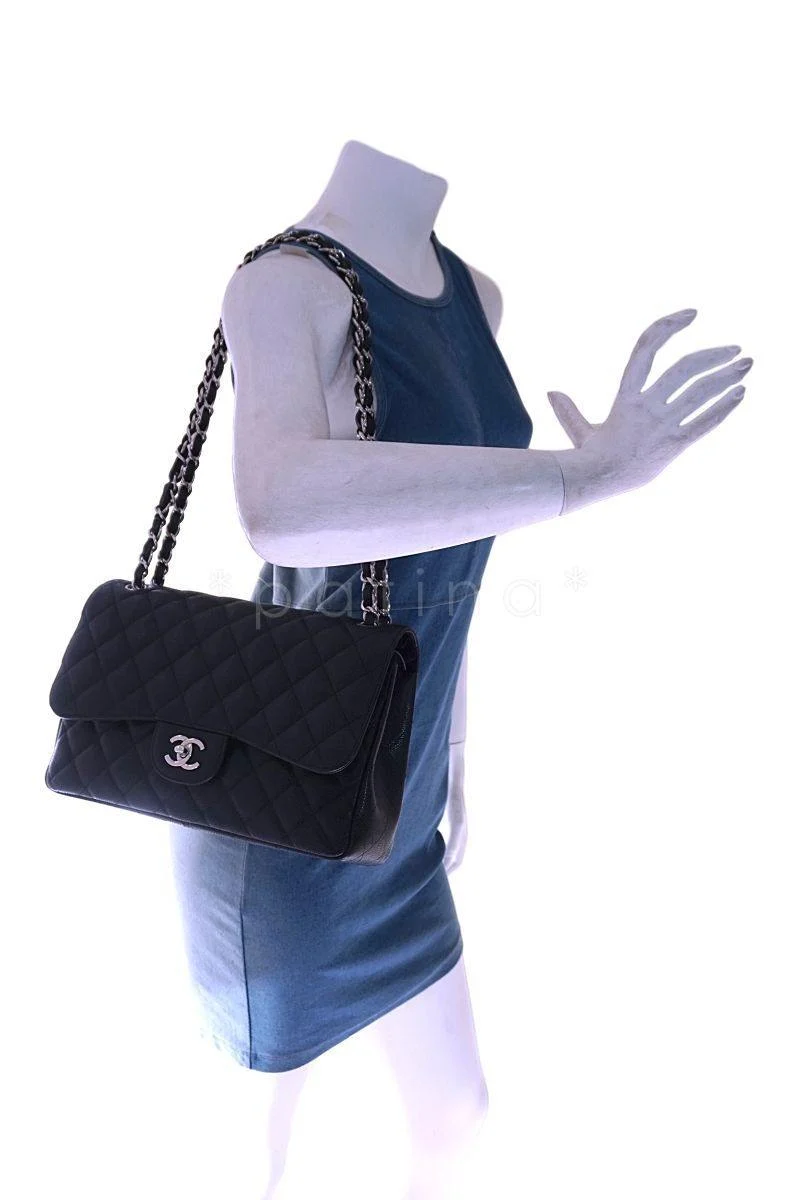 Chanel Black Caviar Jumbo Classic Double Flap Bag SHW - Image 14