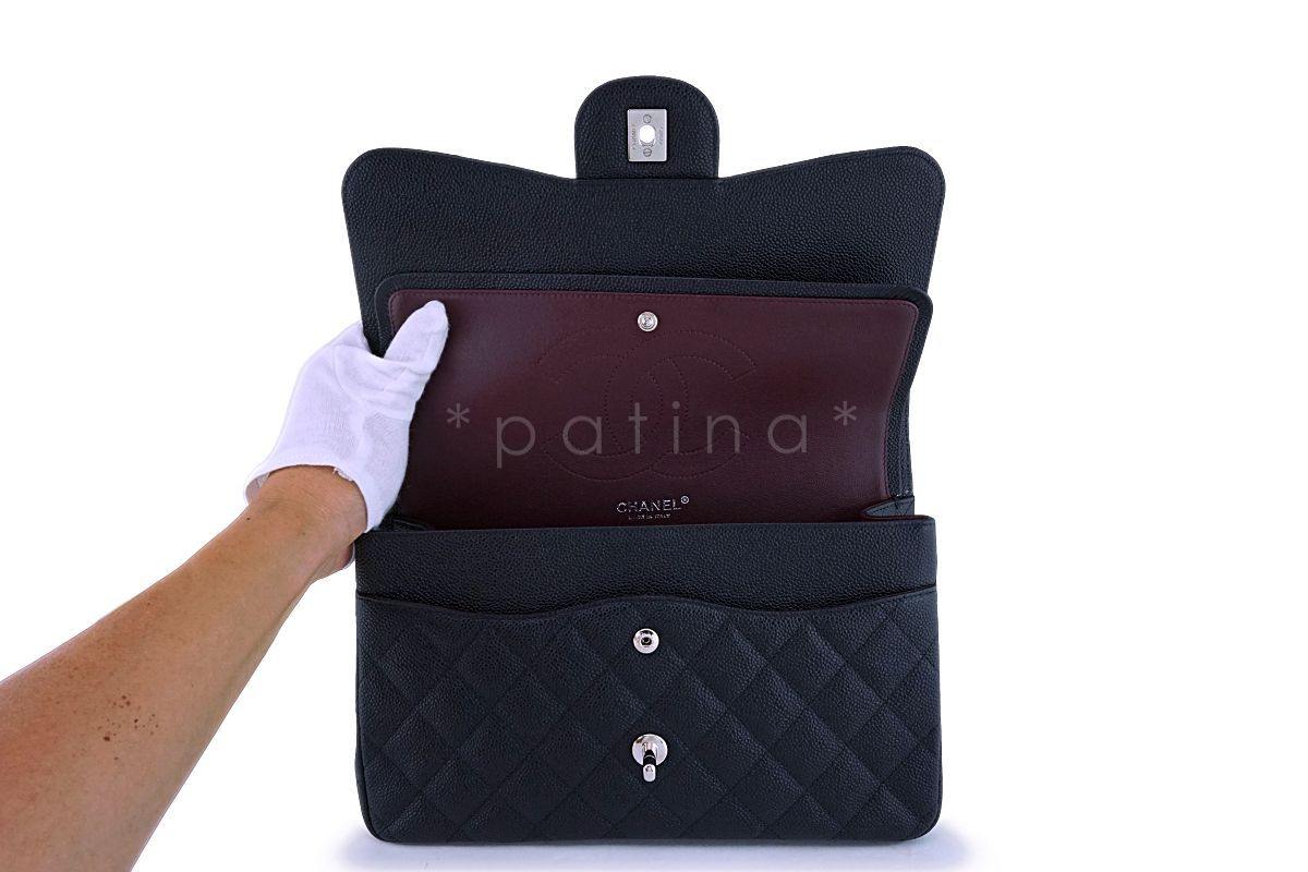 Chanel Black Caviar Jumbo Classic Double Flap Bag SHW - Image 9