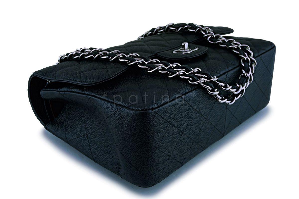 Chanel Black Caviar Jumbo Classic Double Flap Bag SHW - Image 7