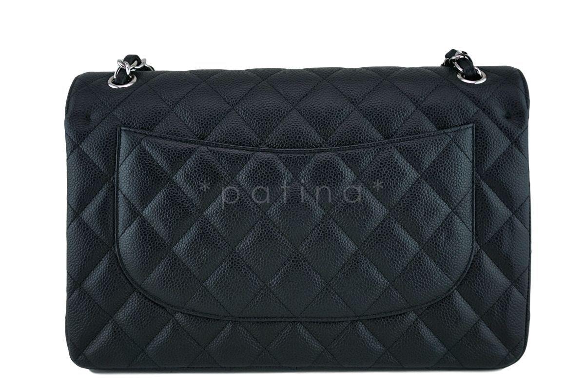 Chanel Black Caviar Jumbo Classic Double Flap Bag SHW - Image 5