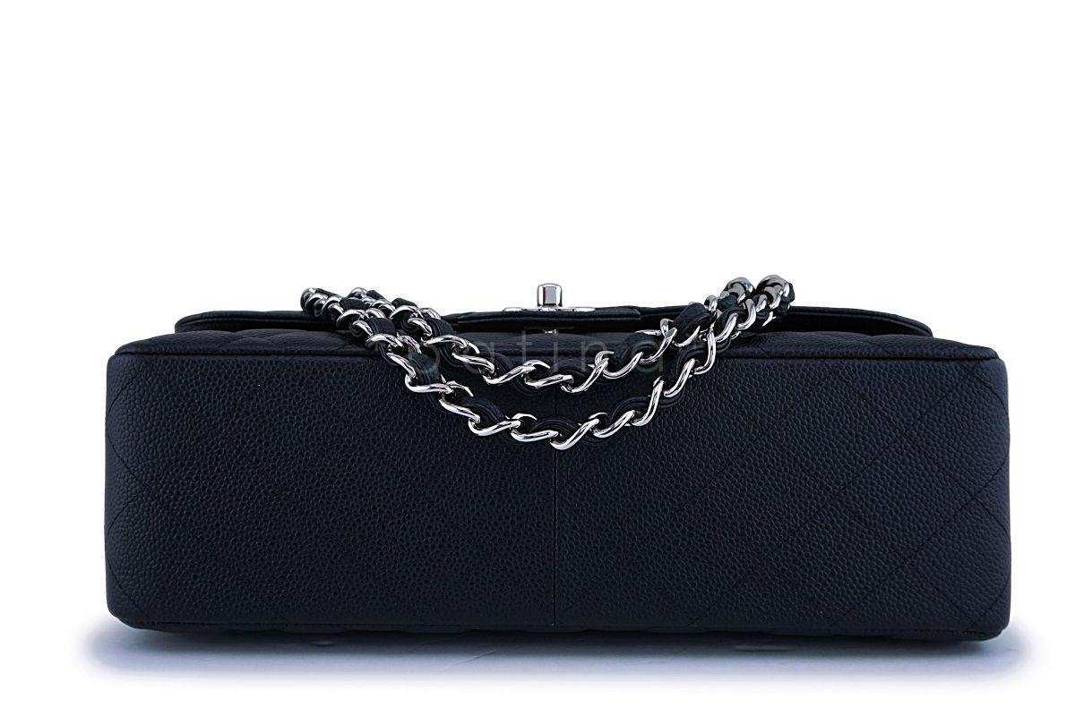 Chanel Black Caviar Jumbo Classic Double Flap Bag SHW - Image 6