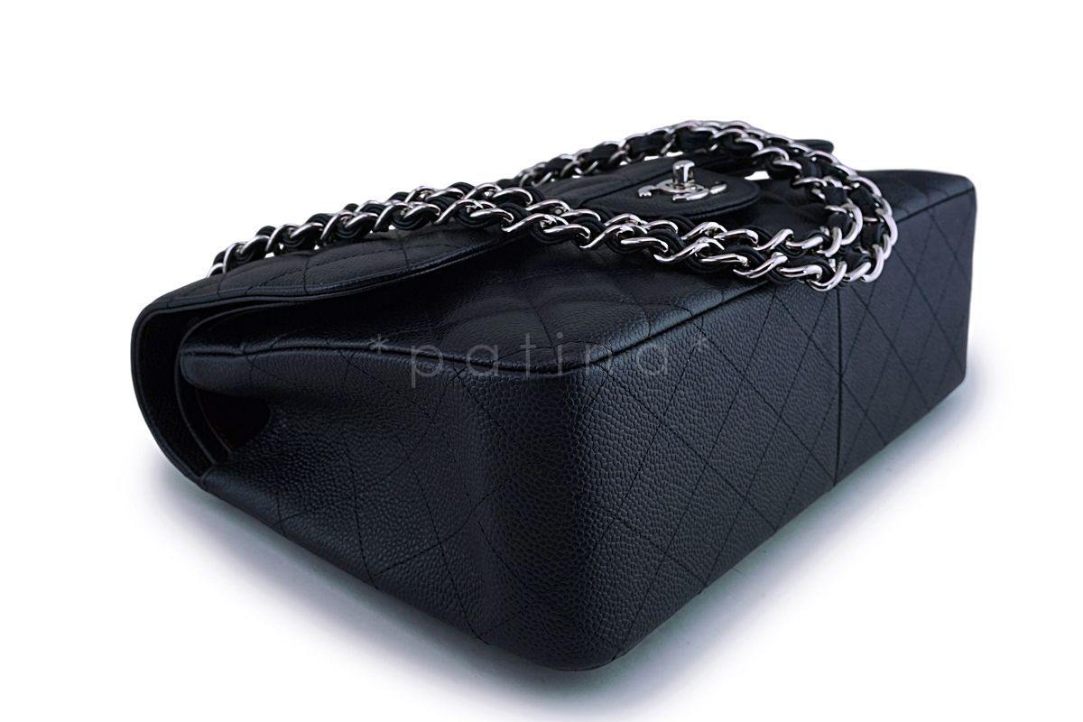 Chanel Black Caviar Jumbo Classic Double Flap Bag SHW - Image 7