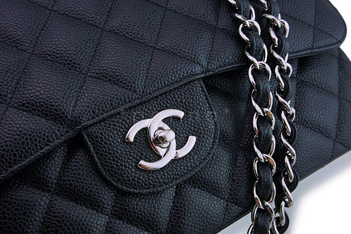 Chanel Black Caviar Jumbo Classic Double Flap Bag SHW - Image 8