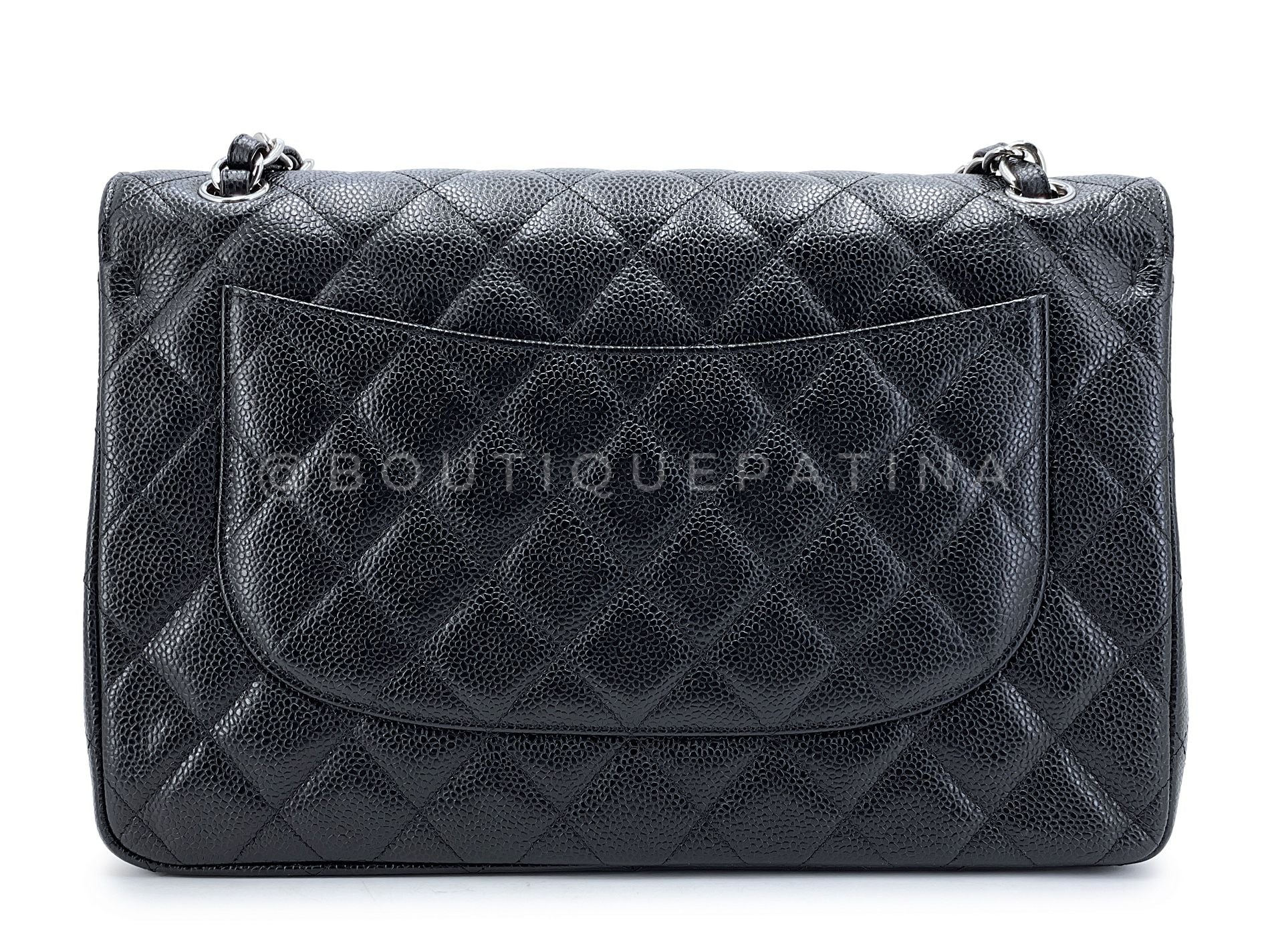 Chanel Black Caviar Jumbo Classic Double Flap Bag SHW  GXC - Image 5