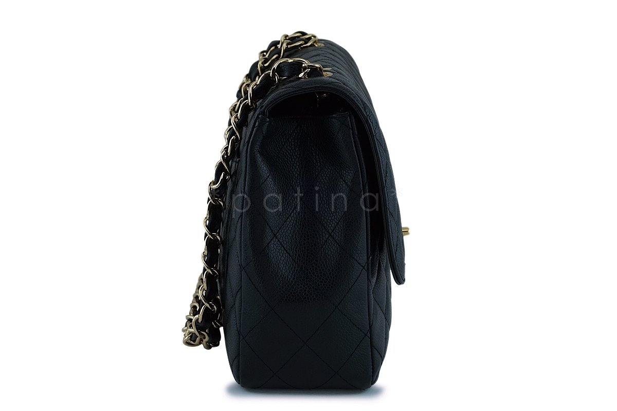 Chanel Black Caviar Jumbo Classic Flap Bag 24k GHW - Image 4