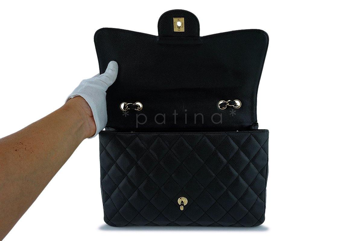 Chanel Black Caviar Jumbo Classic Flap Bag 24k GHW - Image 9