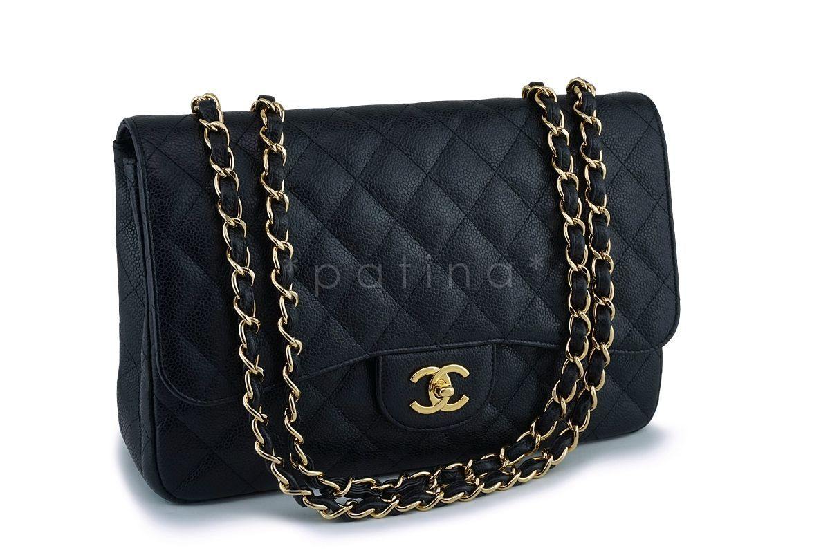 Chanel Black Caviar Jumbo Classic Flap Bag GHW - Image 2